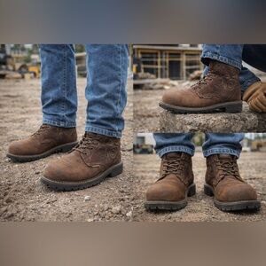 Justin Boots Men's Dark Brown Leather Work Boots